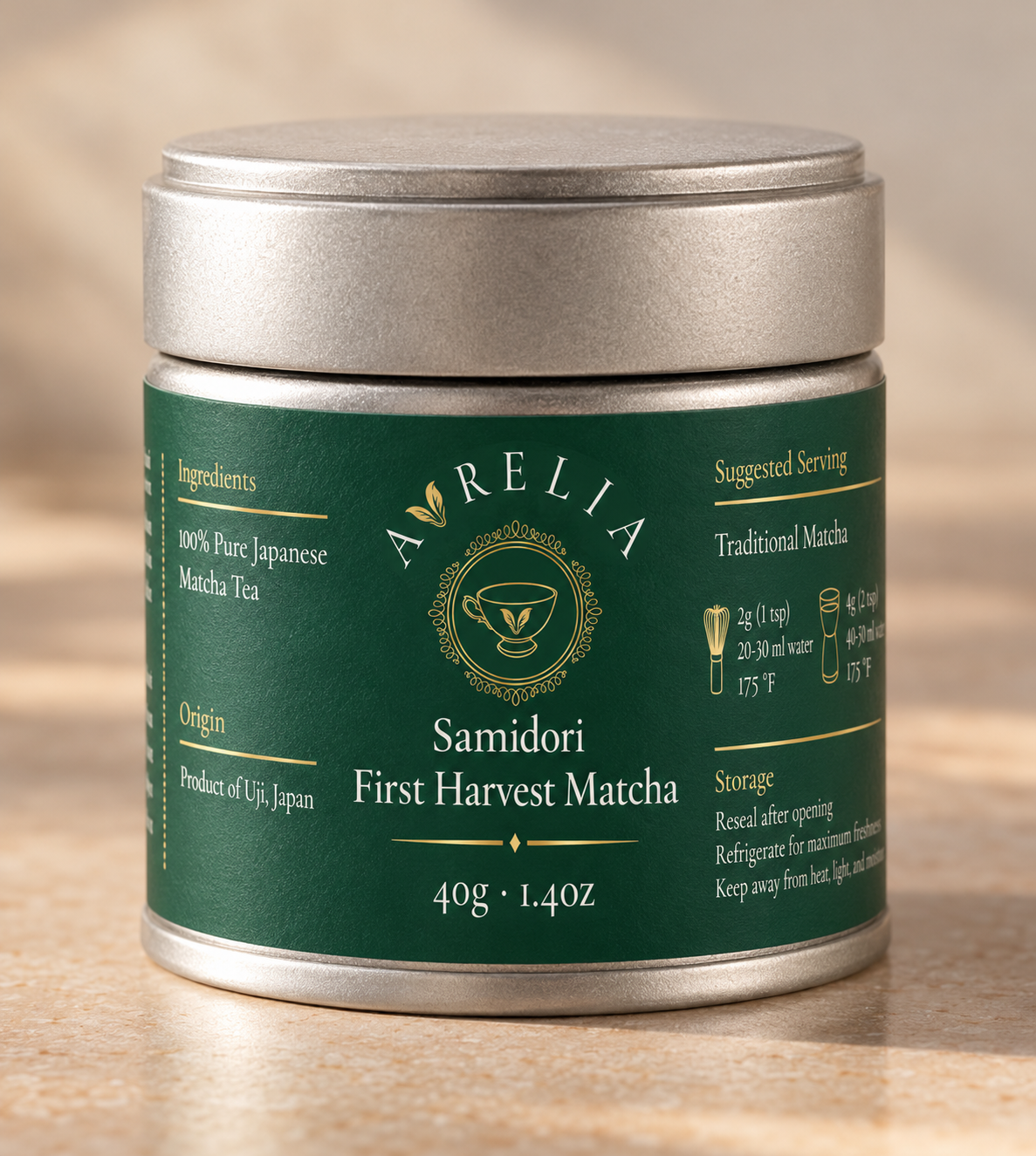 Aurelia First Harvest Saemidori Matcha tin
